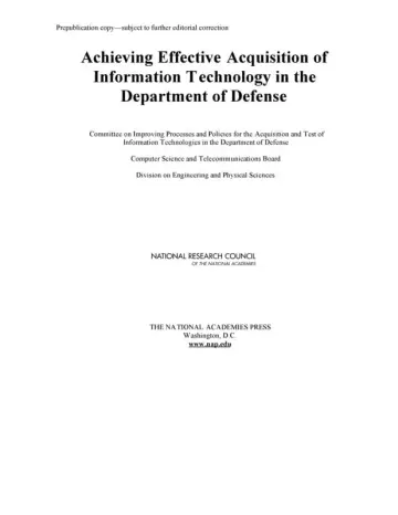 Cover of Achieving Effective Acquisition of Information Technology in the Department of Defense