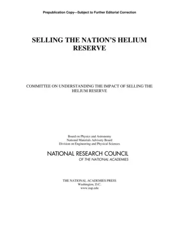 Cover of Selling the Nation's Helium Reserve