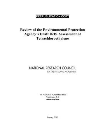 Cover of Review of the Environmental Protection Agency's Draft IRIS Assessment of Tetrachloroethylene