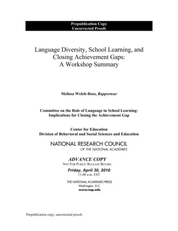 Cover of Language Diversity, School Learning, and Closing Achievement Gaps