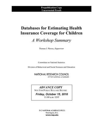 Cover of Databases for Estimating Health Insurance Coverage for Children