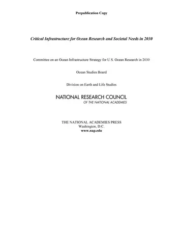 Cover of Critical Infrastructure for Ocean Research and Societal Needs in 2030