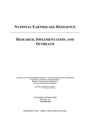 Cover of National Earthquake Resilience