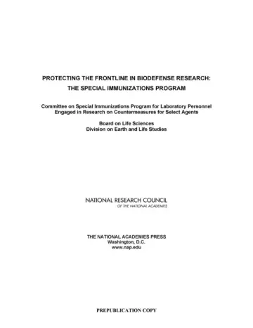 Cover of Protecting the Frontline in Biodefense Research