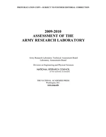 Cover of 2009-2010 Assessment of the Army Research Laboratory