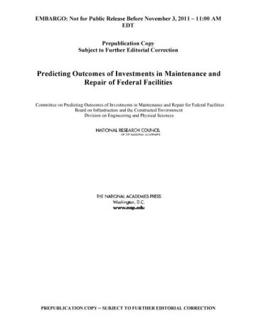Cover of Predicting Outcomes from Investments in Maintenance and Repair for Federal Facilities