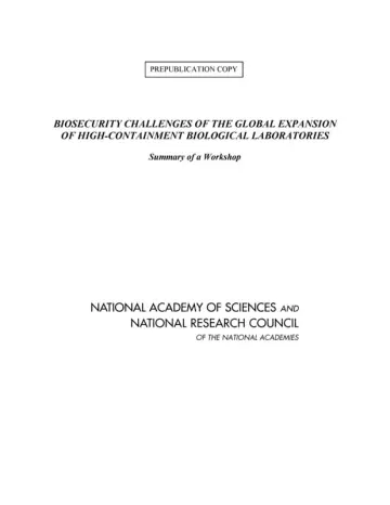 Cover of Biosecurity Challenges of the Global Expansion of High-Containment Biological Laboratories