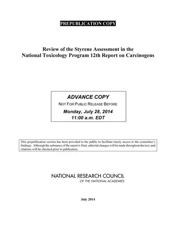 Cover of Review of the Styrene Assessment in the National Toxicology Program