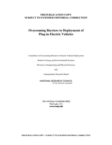 Cover of Overcoming Barriers to Deployment of Plug-in Electric Vehicles