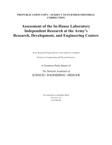 Cover of Assessment of the In-House Laboratory Independent Research at the Army's Research, Development, and Engineering Centers