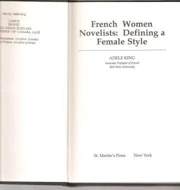 Cover of French Women Novelists
