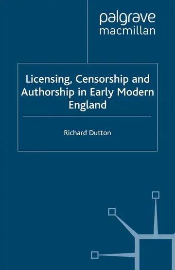 Cover of Licensing, Censorship and Authorship in Early Modern England