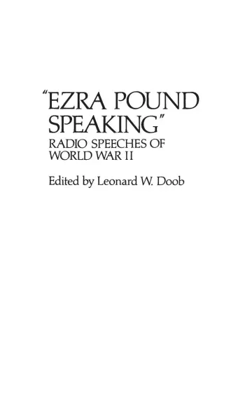 Cover of Ezra Pound Speaking
