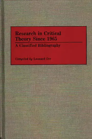 Cover of Research in Critical Theory Since 1965