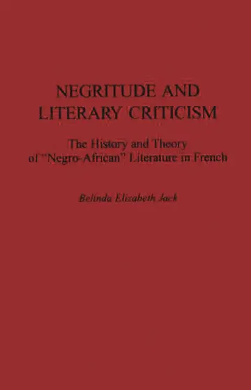 Cover of Negritude and Literary Criticism
