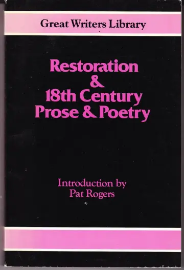 Cover of Restoration and Eighteenth Century Prose and Poetry