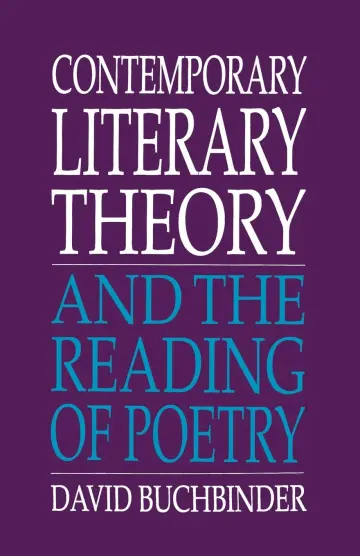 Cover of Contemporary Literary Theory and the Reading of Poetry