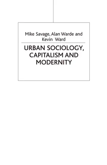Cover of Urban Sociology, Capitalism and Modernity