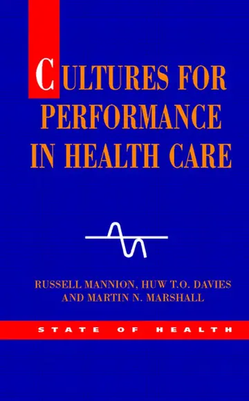 Cover of Cultures for Performance in Health Care