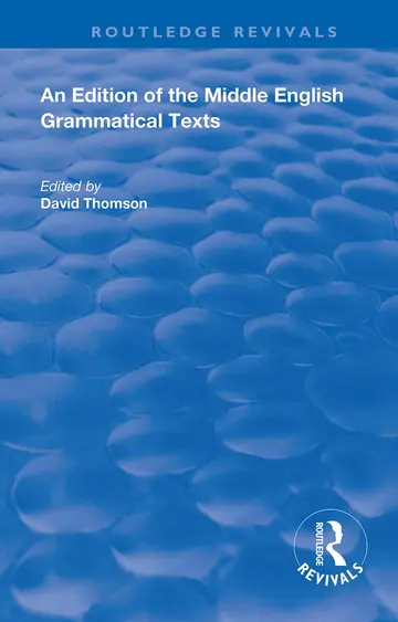 Cover of An Edition of the Middle English Grammatical Texts