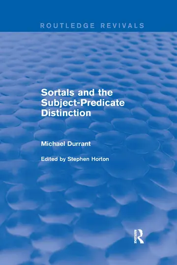 Cover of Sortals and the Subject-predicate Distinction (2001)