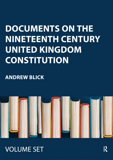 Cover of Documents on the Nineteenth Century United Kingdom Constitution