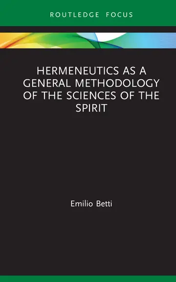 Cover of Hermeneutics as a General Methodology of the Sciences of the Spirit
