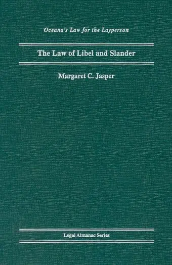 Cover of The Law of Libel and Slander