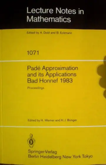 Cover of Pade Approximation and Its Applications Bad Honnef 1983