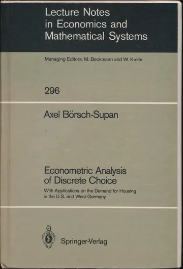 Cover of Econometric Analysis of Discrete Choice