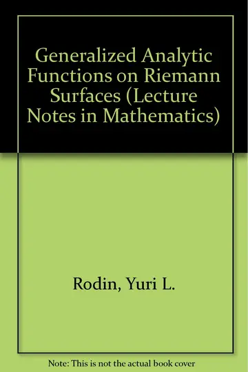 Cover of Generalized Analytic Functions on Riemann Surfaces