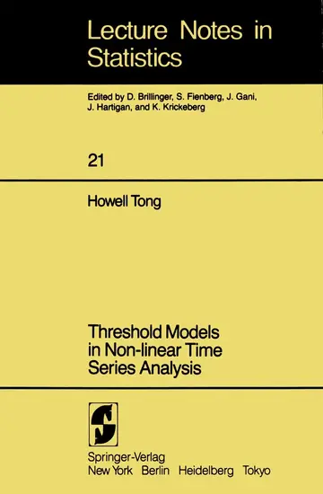 Cover of Threshold Models in Non-Linear Time Series Analysis