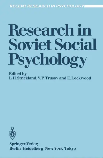 Cover of Research in Soviet Social Psychology