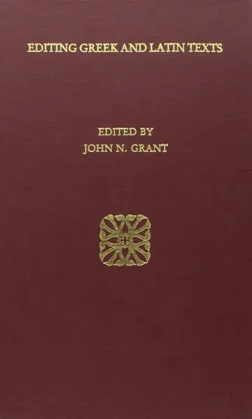 Cover of Editing Greek and Latin Texts