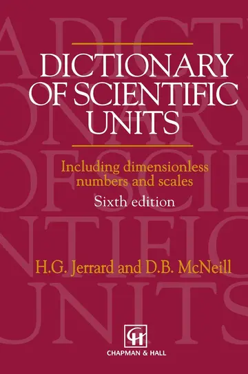 Cover of Dictionary of Scientific Units
