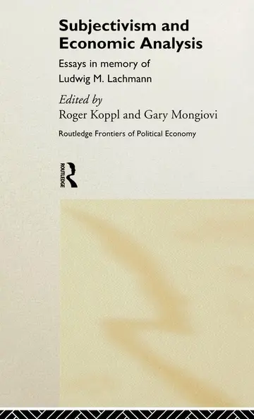 Cover of Subjectivism and Economic Analysis