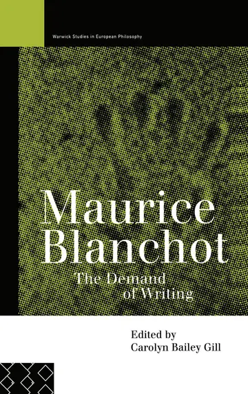 Cover of Maurice Blanchot