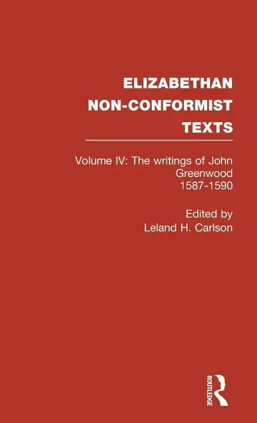 Cover of Elizabethan Non-Conformist Texts