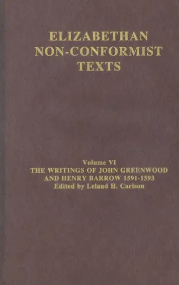 Cover of Elizabethan Non-Conformist Texts