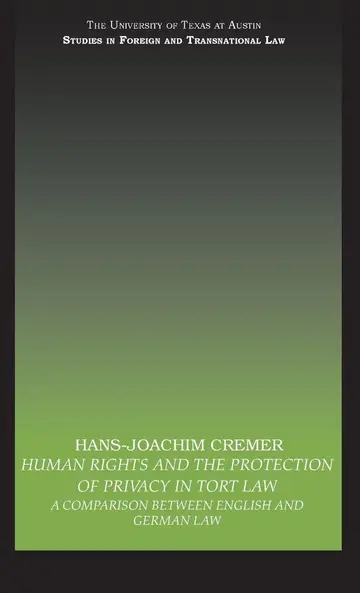 Cover of Human Rights and the Protection of Privacy in Tort Law