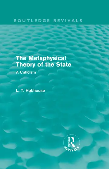 Cover of The Metaphysical Theory of the State