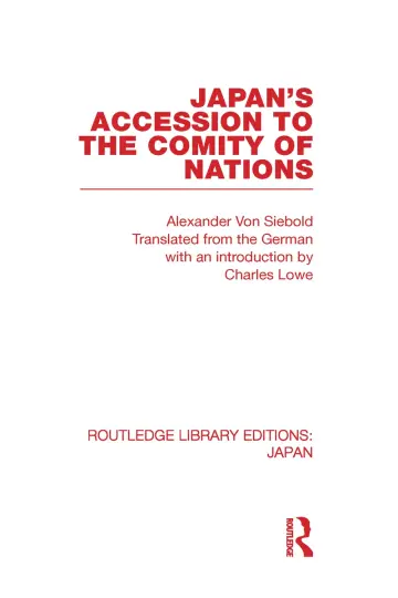 Cover of Japan's Accession to the Comity of Nations