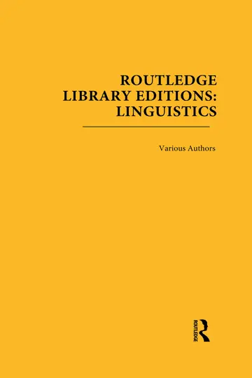 Cover of Routledge Library Editions Linguistics