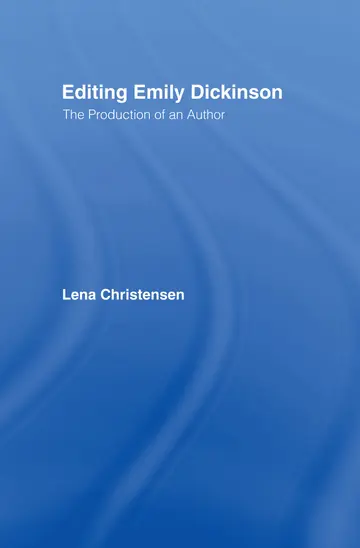 Cover of Editing Emily Dickinson