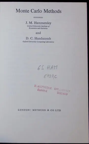 Cover of Monte Carlo Methods
