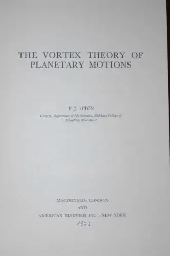 Cover of Vortex Theory of Planetary Motions