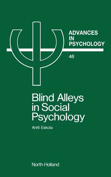 Cover of Blind Alleys in Social Psychology