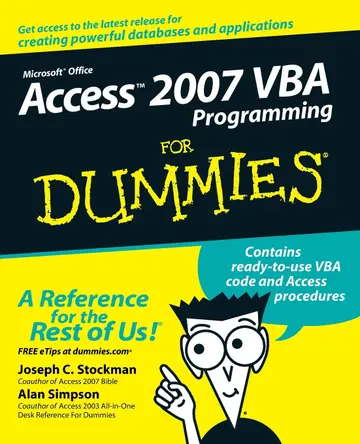 Cover of Access 2007 VBA Programming for Dummies