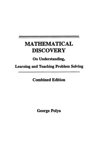 Cover of Mathematical Discovery
