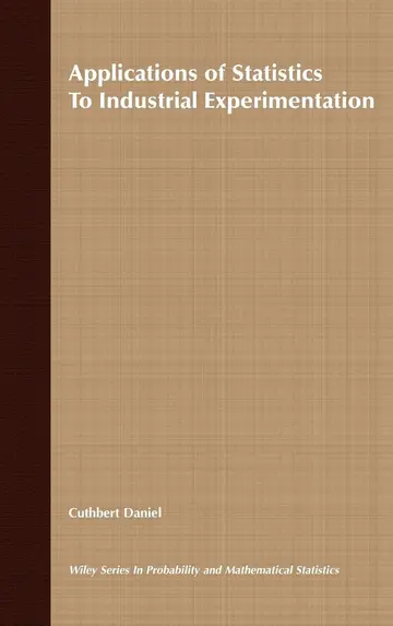 Cover of Applications of Statistics to Industrial Experimentation